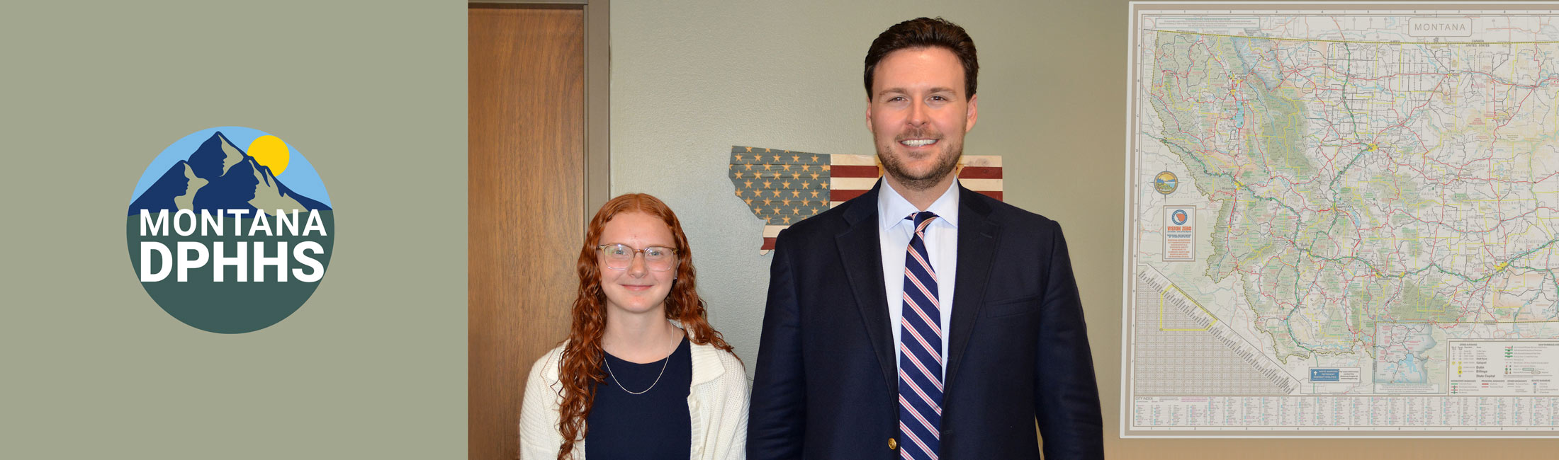 Director Charlie Brereton with Townsend High School student Fiona Nelson