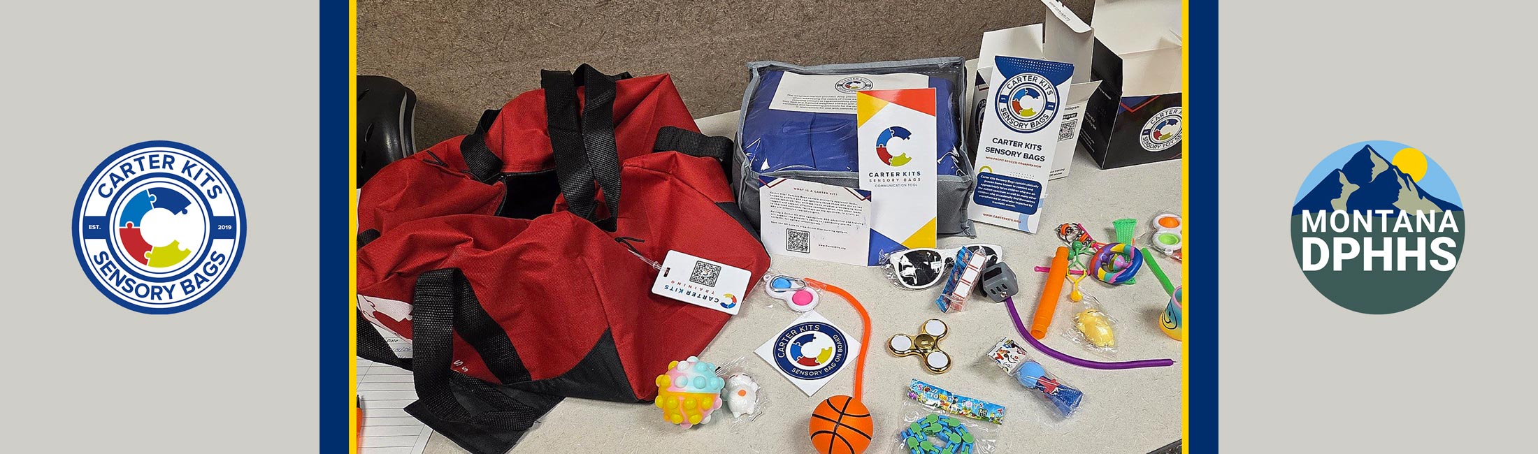 bag and tools from autism sensory kit on table