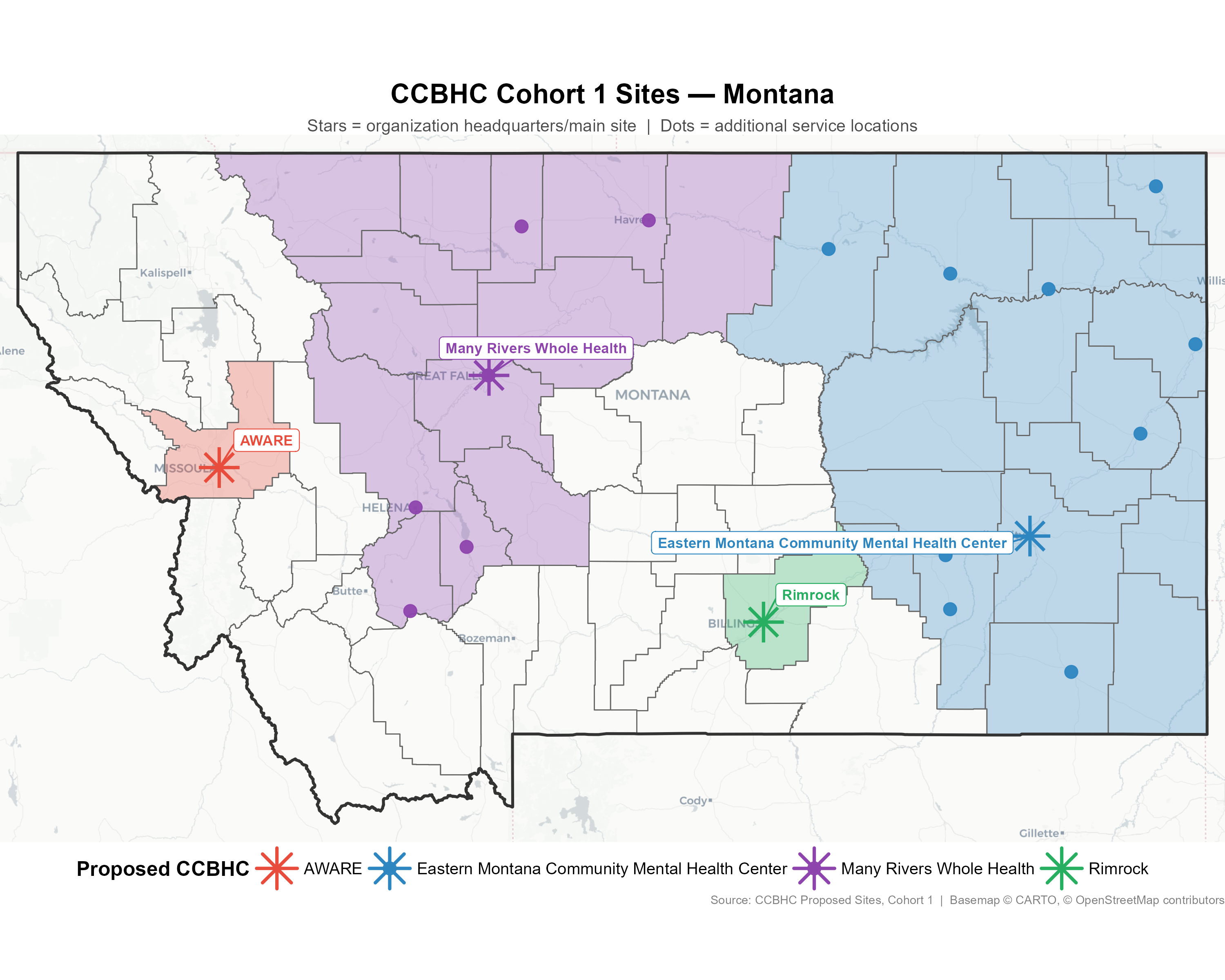 MT CCBHC Map of Locations, this content is also included in the table above. 