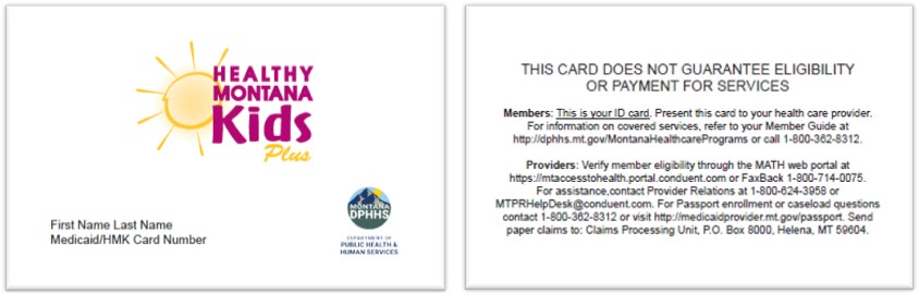 Front and back of HMK card