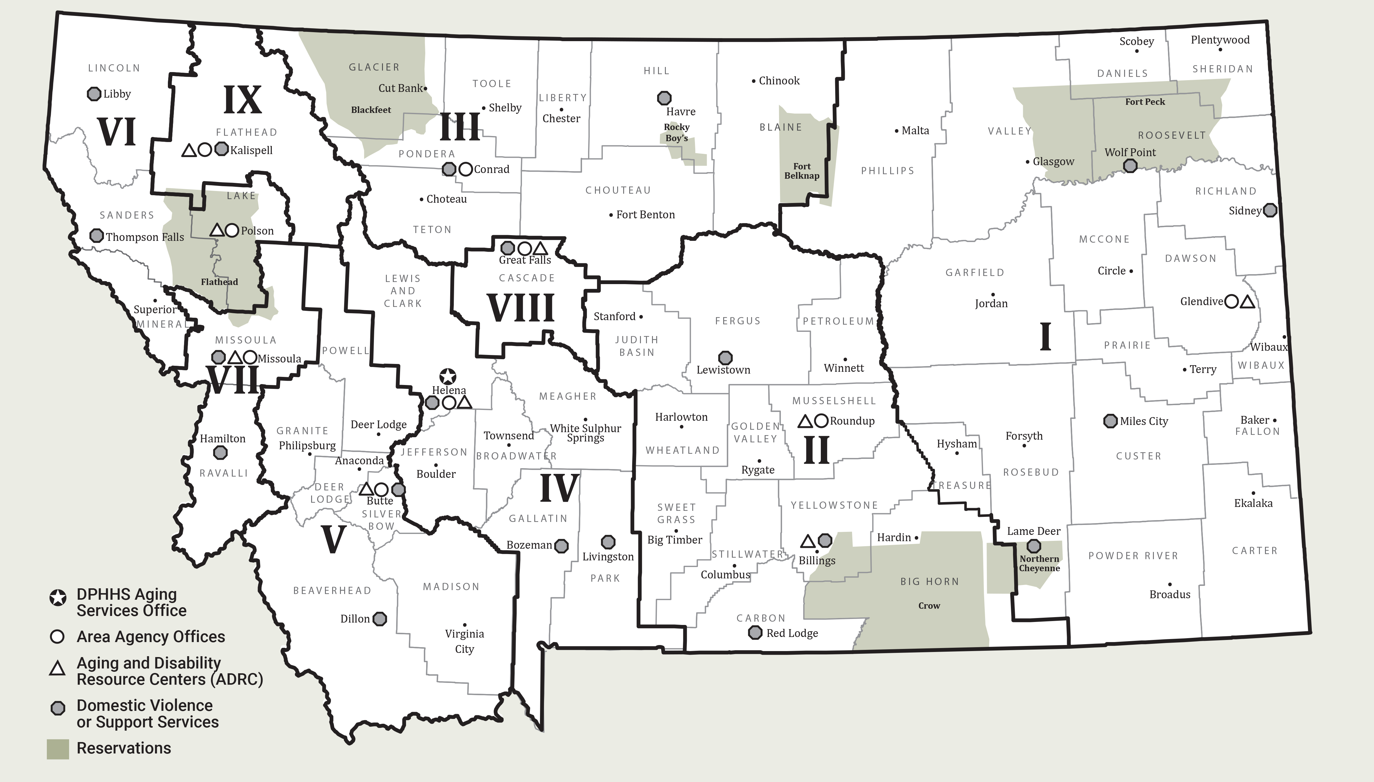 Montana's Area Agencies on Aging Regional Map