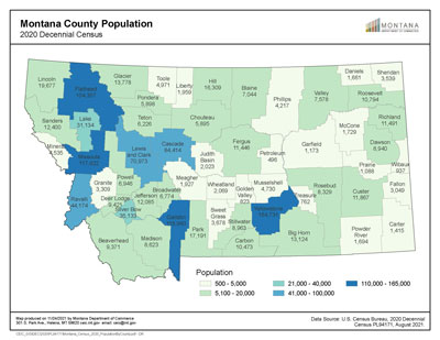 Montana County Population 2020 Decennial Cencus